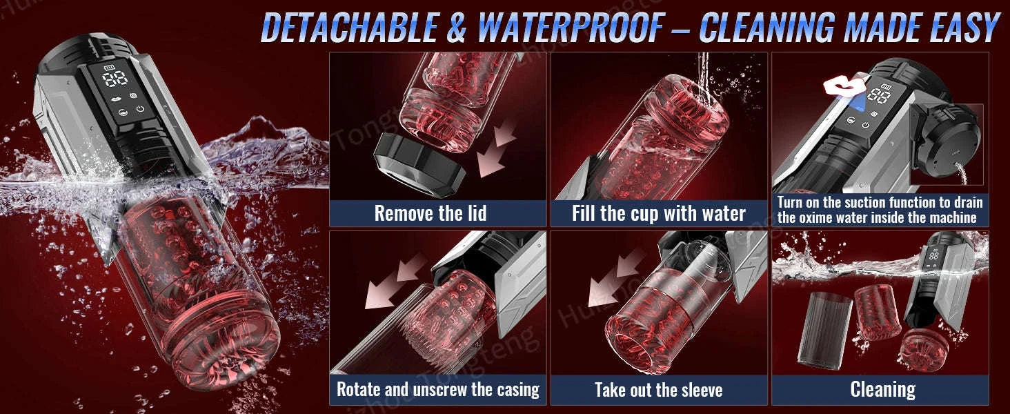 Automatic Male Masturbator Penis Pump with Thrusting and Suction Modes-APP Red Box