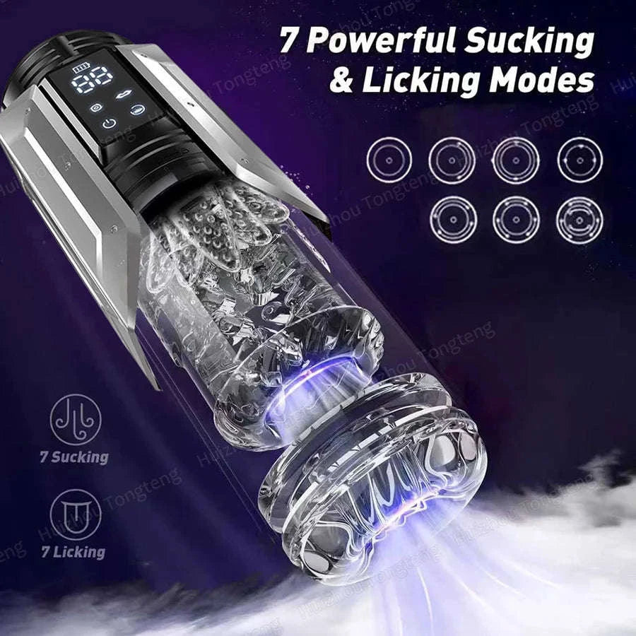 Automatic Male Masturbator Penis Pump with Thrusting and Suction Modes-APP Red Box