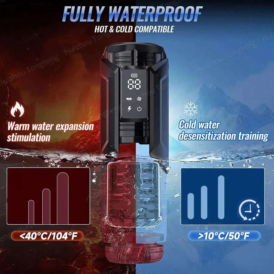 Automatic Male Masturbator Penis Pump with Thrusting and Suction Modes-APP Red Box