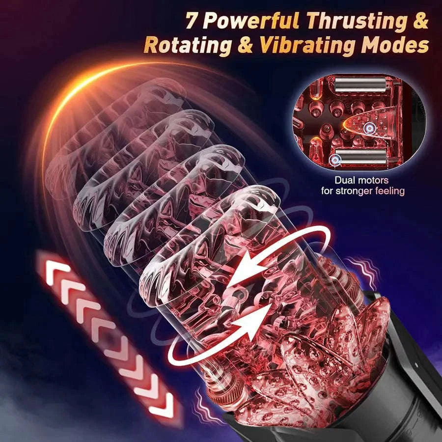 Automatic Male Masturbator Penis Pump with Thrusting and Suction Modes-APP Red Box