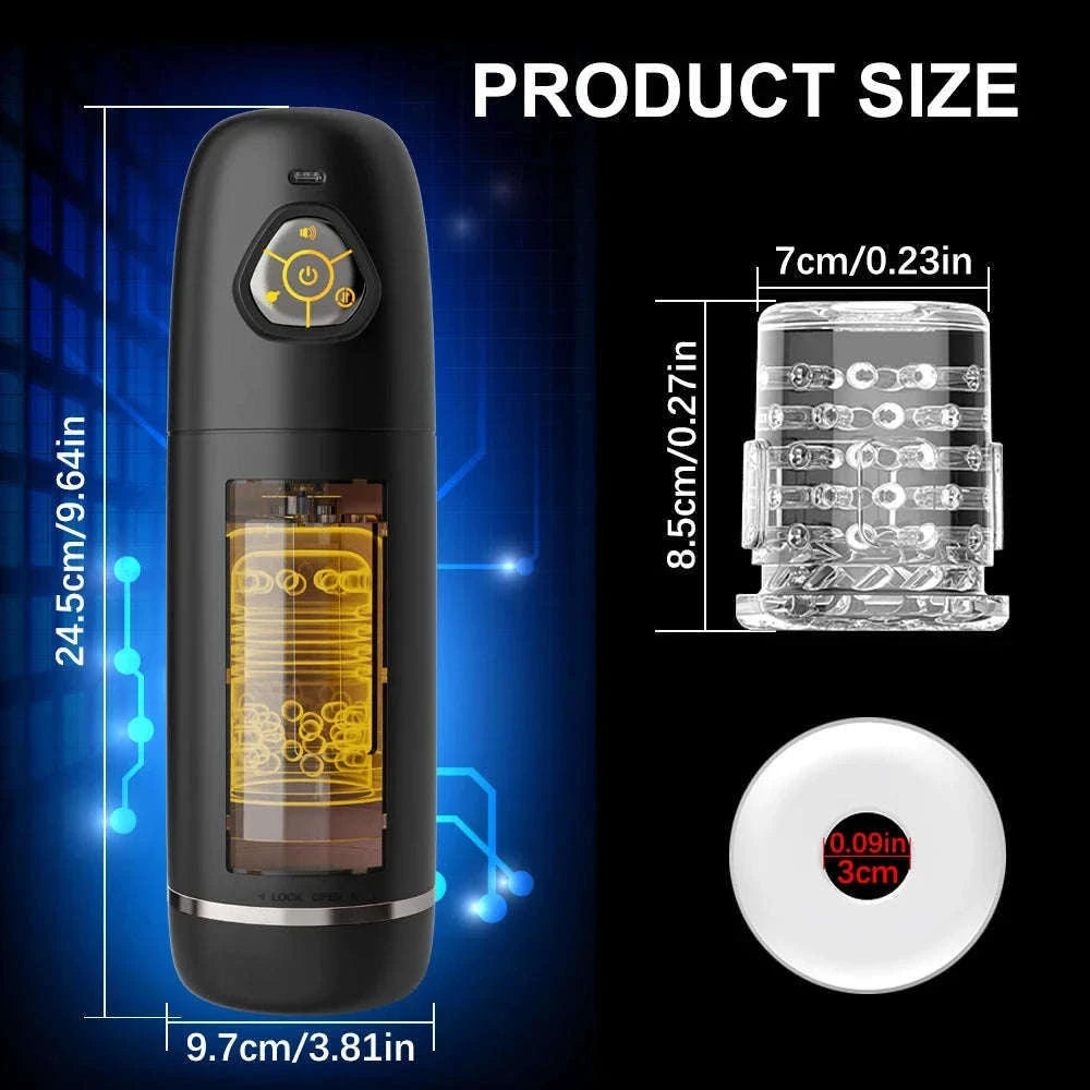 Automatic Male Masturbator with Thrusting and Rotating Modes-No App Black 2