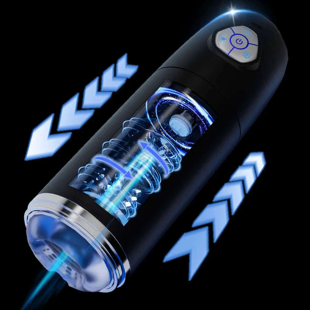 Automatic Male Masturbator with Thrusting and Rotating Modes-No App Black 2