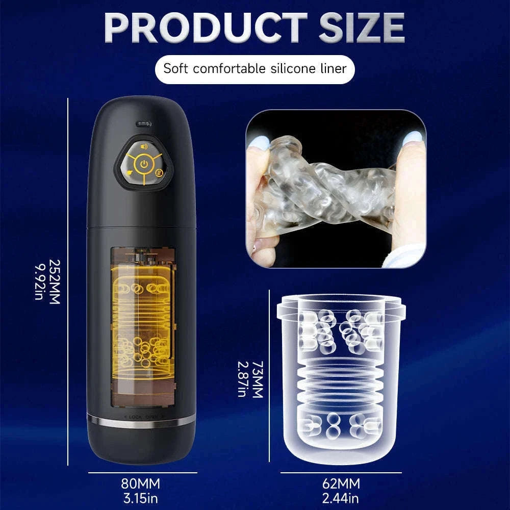 Automatic Male Masturbator with Thrusting and Rotating Modes-No App Black 2