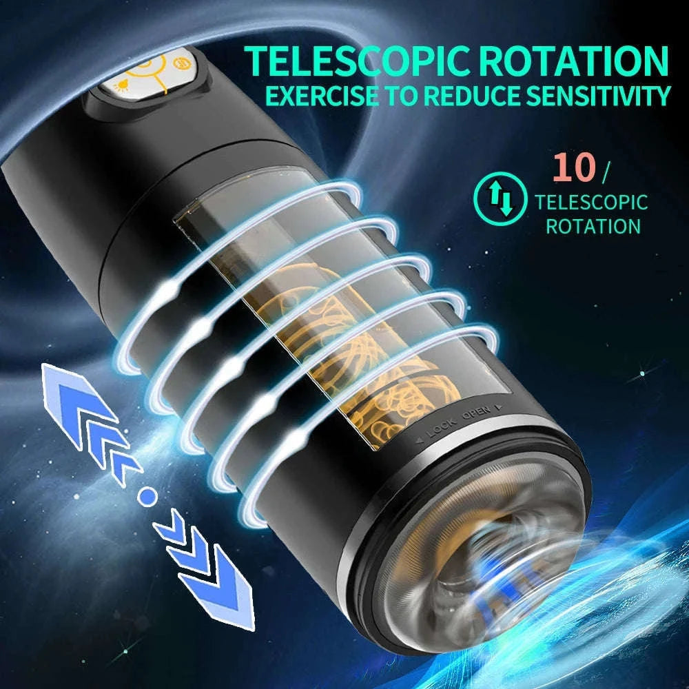 Automatic Male Masturbator with Thrusting and Rotating Modes-No App Black 2