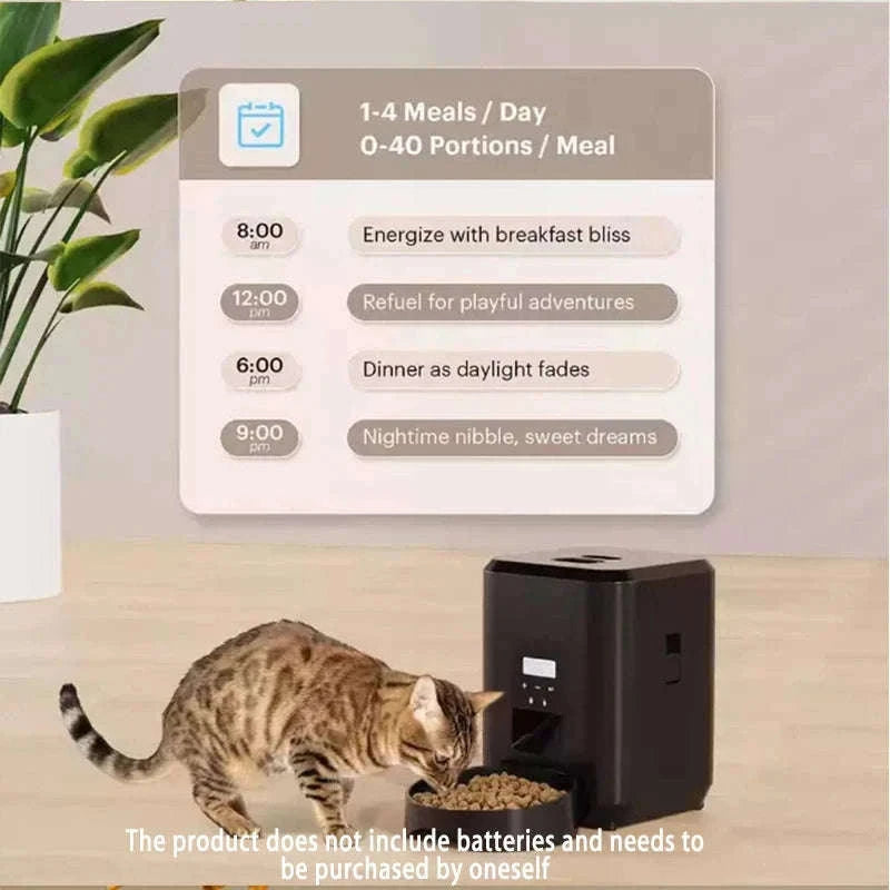 Automatic Pet Feed Dispenser 2L with Smart Feeding & Voice Recording-Black WIFI Feeder / China Mainland