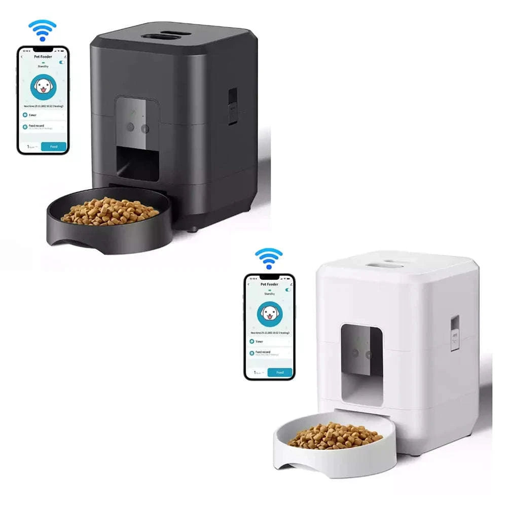 Automatic Pet Feed Dispenser 2L with Smart Feeding & Voice Recording-White-WIFI / China Mainland