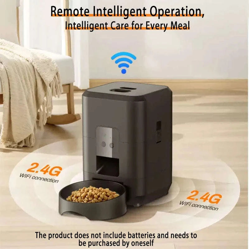 Automatic Pet Feed Dispenser 2L with Smart Feeding & Voice Recording-White-WIFI / China Mainland
