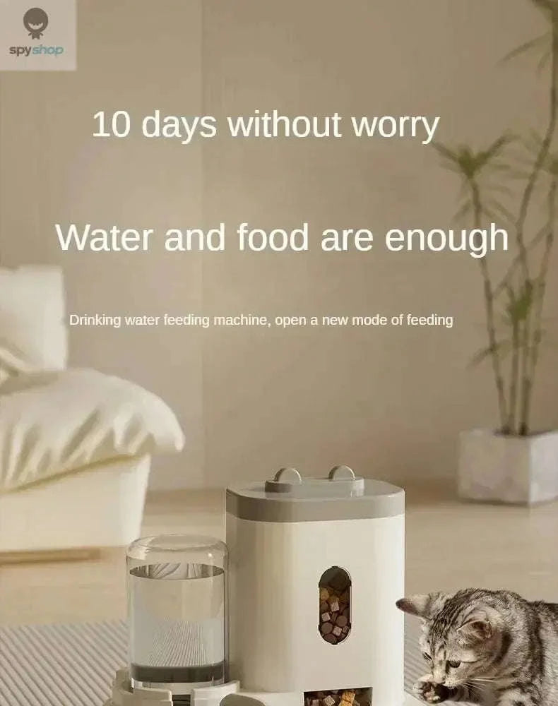 Automatic Pet Feeder – Gravity-Fed Food and Water Dispenser for Cats & Dogs-Gold / L / 2L