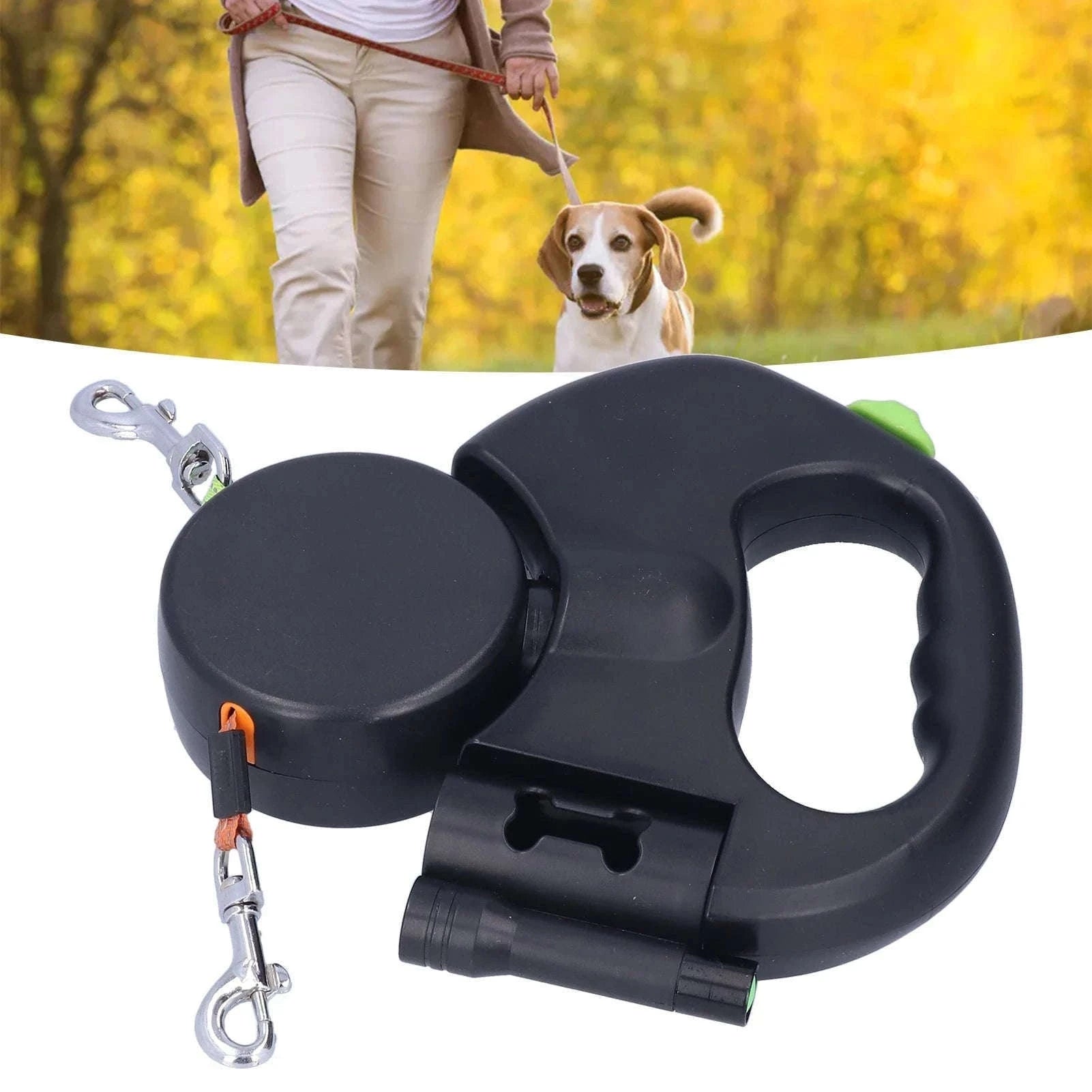 Automatic Retractable Pet Leash with Light and Bag Dispenser-Default Title