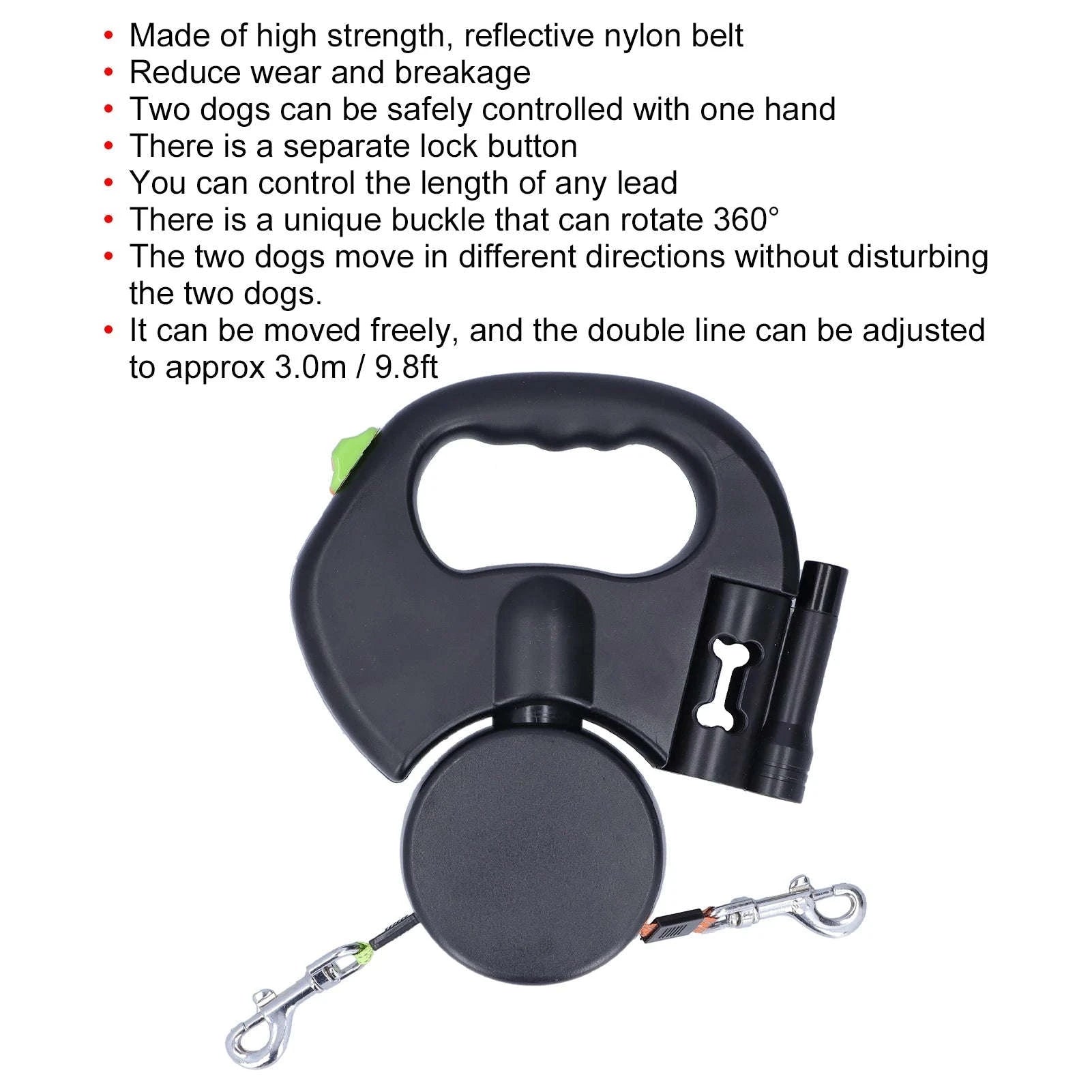 Automatic Retractable Pet Leash with Light & Bag Dispenser-Default Title