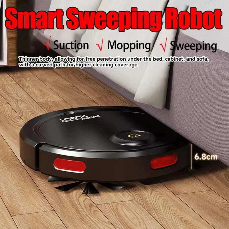 Automatic Robot Vacuum Mop 5-in-1 Cleaner with Slim 6.8cm Design-White