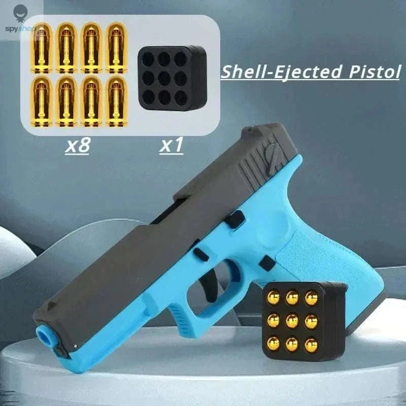 Automatic Shell Ejection Pistol Toy Gun-Blue
