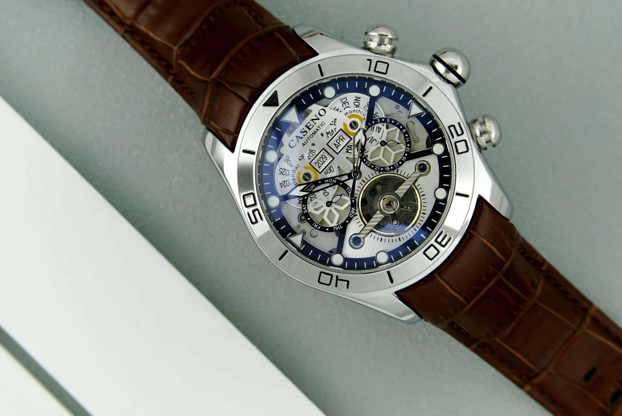 Automatic Skeleton Tourbillon Mechanical Watch with Leather Strap-Black Black Black