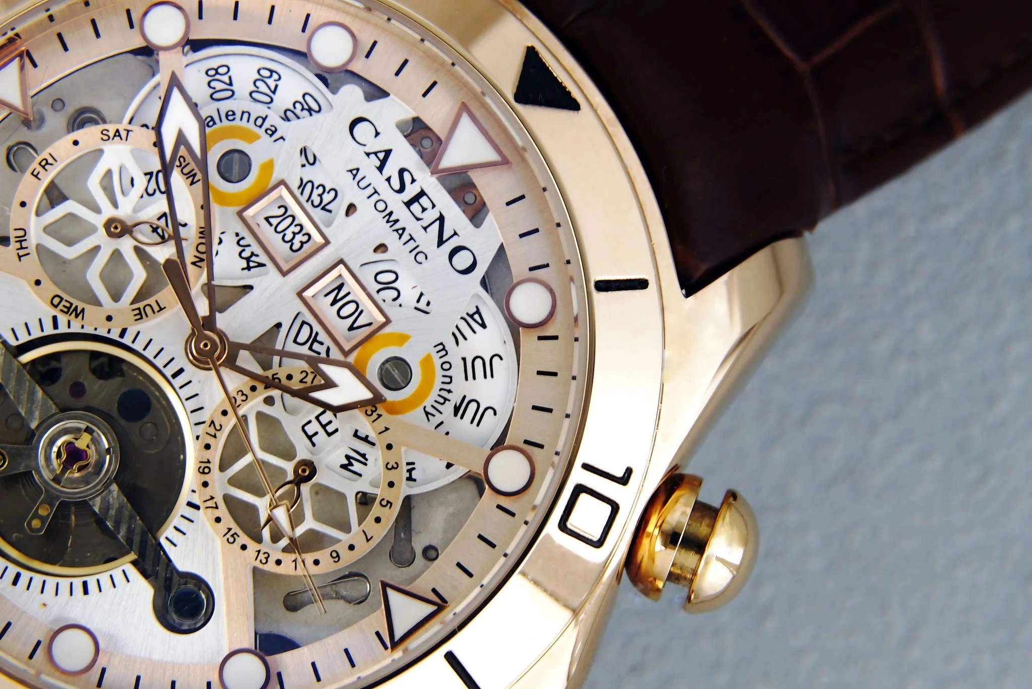 Automatic Skeleton Tourbillon Mechanical Watch with Leather Strap-Black Black Black