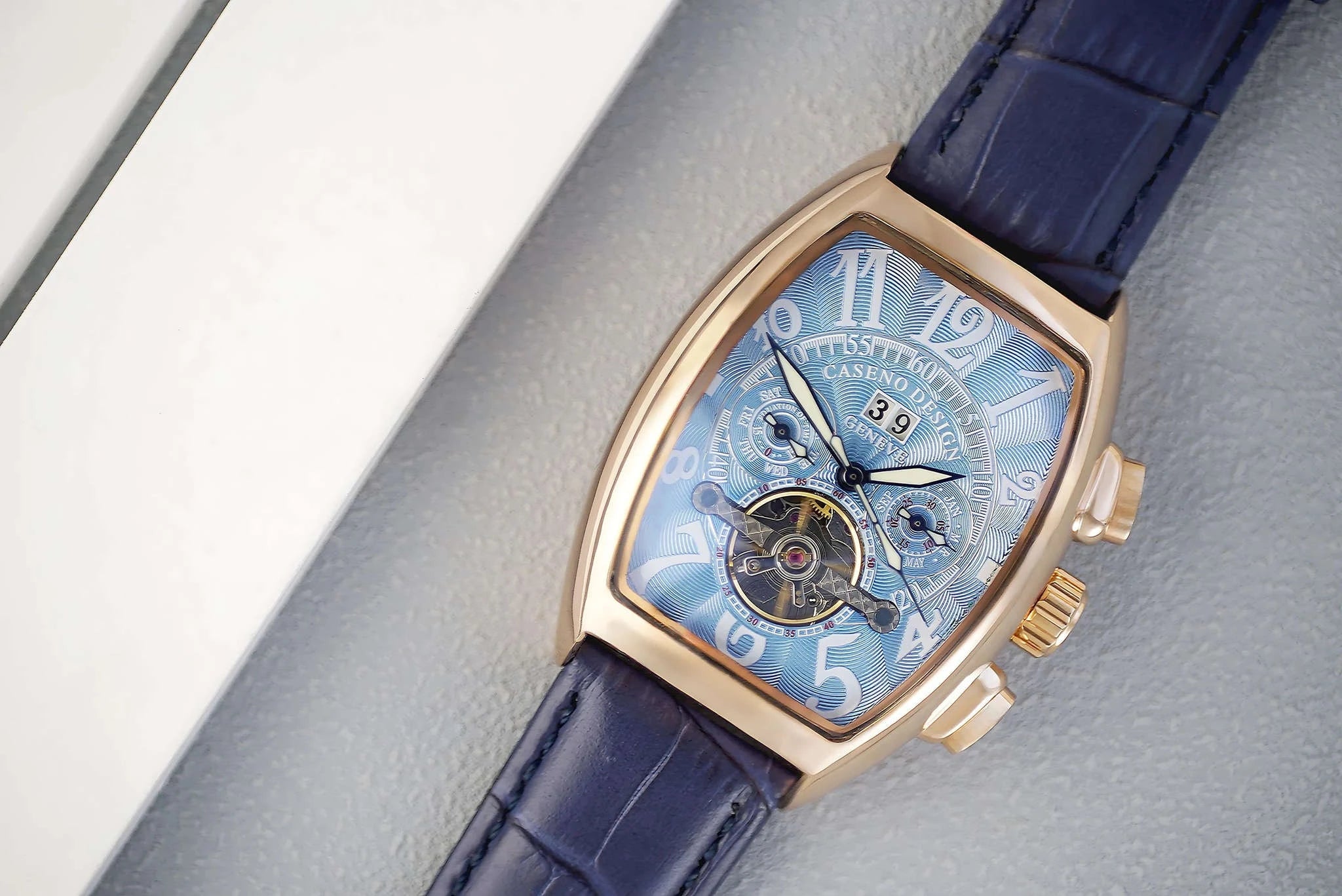 Automatic Skeleton Tourbillon Watch with Calendar and Luminous Dial-BLACK WHITE BLACK / China Mainland