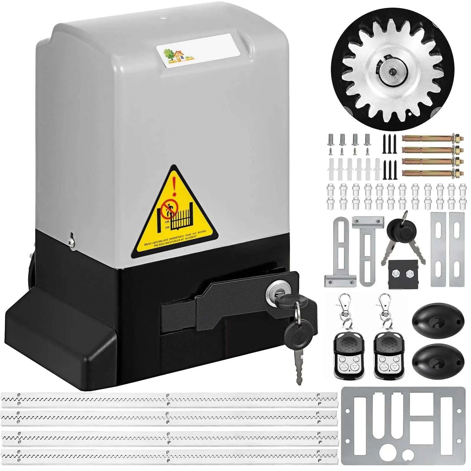 Automatic Sliding Gate Opener 1300lbs with Remote & 4m Rack Kit-United States