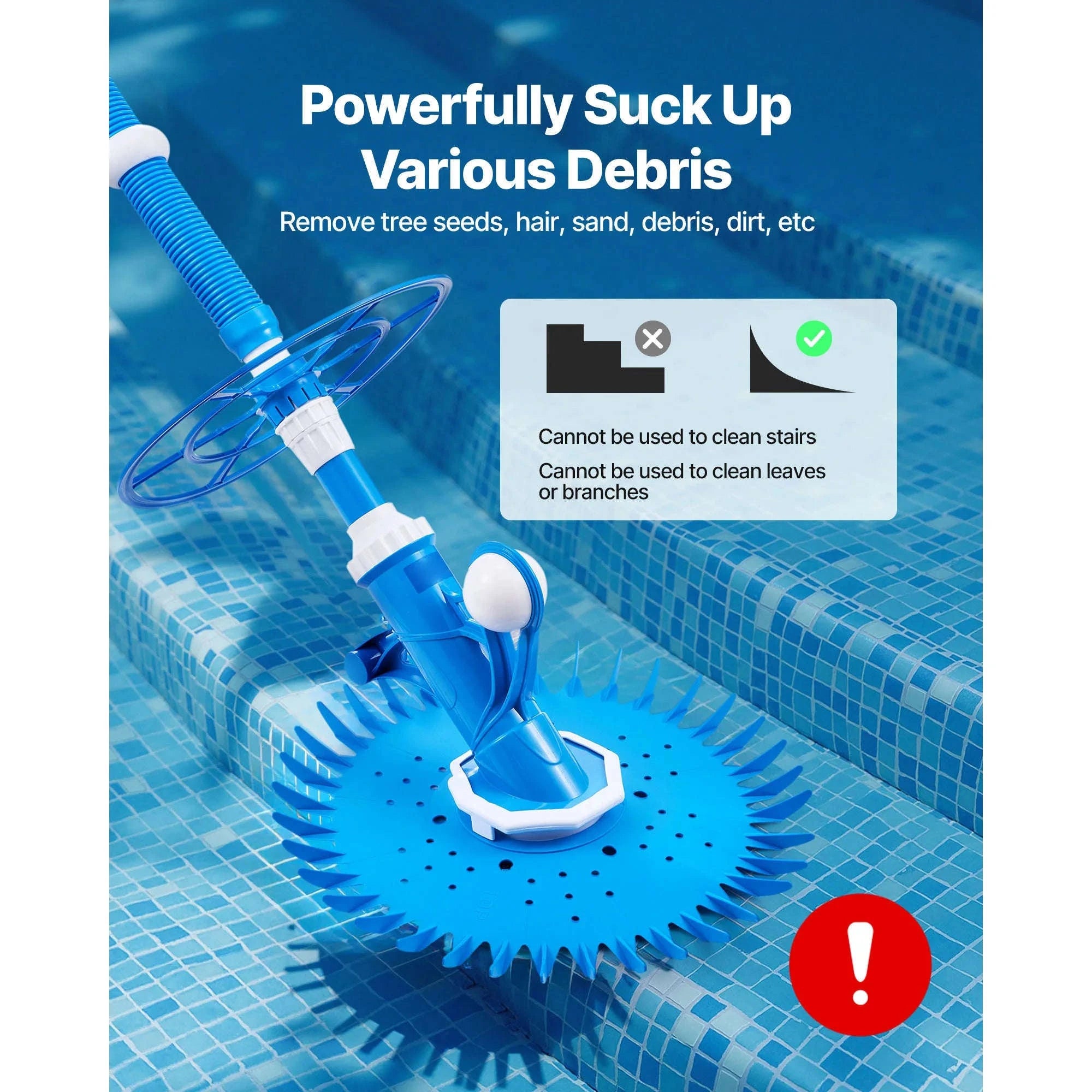Automatic Suction Pool Cleaner with 12 Hoses for Pools Up to 20 x 35 ft-33ft / United States
