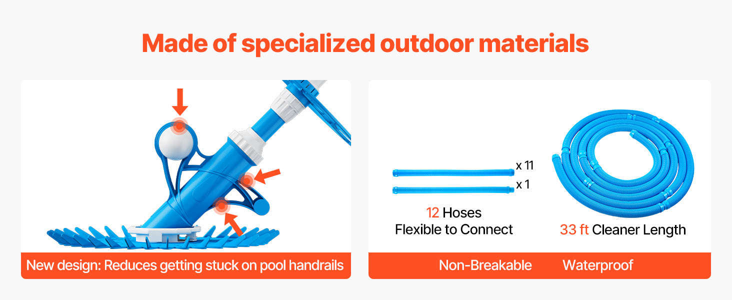 Automatic Suction Pool Cleaner with 12 Hoses for Pools Up to 20 x 35 ft-33ft / United States