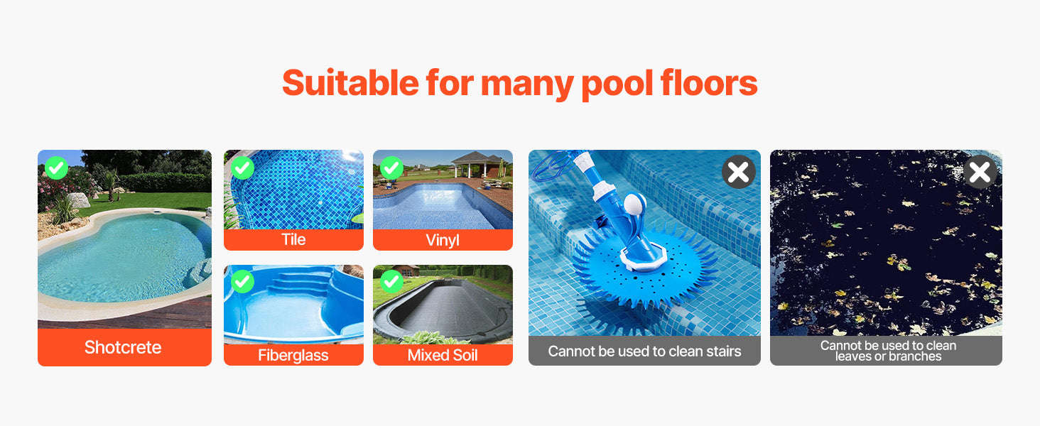 Automatic Suction Pool Cleaner with 12 Hoses for Pools Up to 20 x 35 ft-33ft / United States