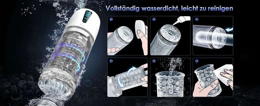 Automatic Thrusting Male Masturbator with Rotating and Licking Functions-Grey With Box