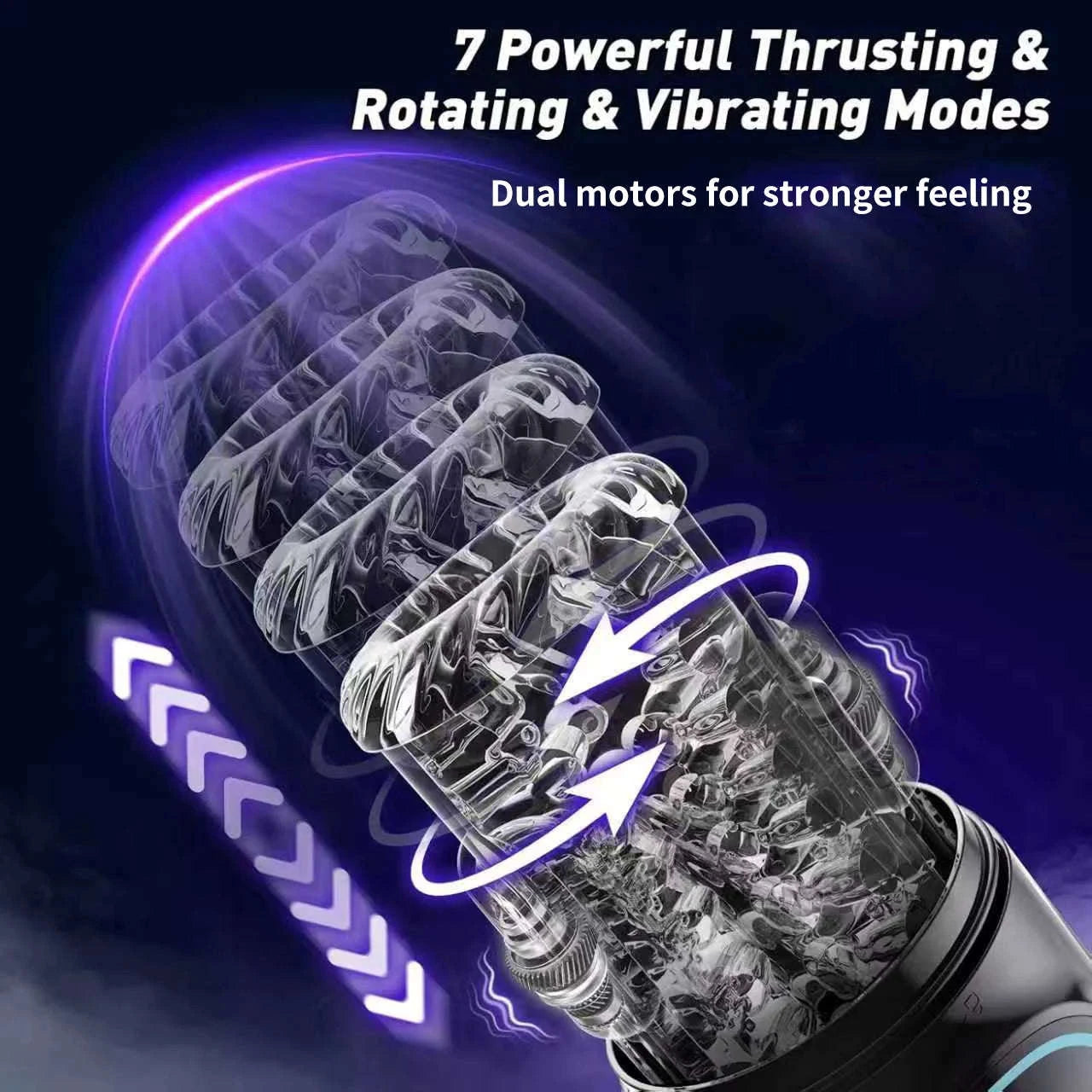 Automatic Thrusting Male Masturbator with Rotating and Licking Functions-Grey With Box