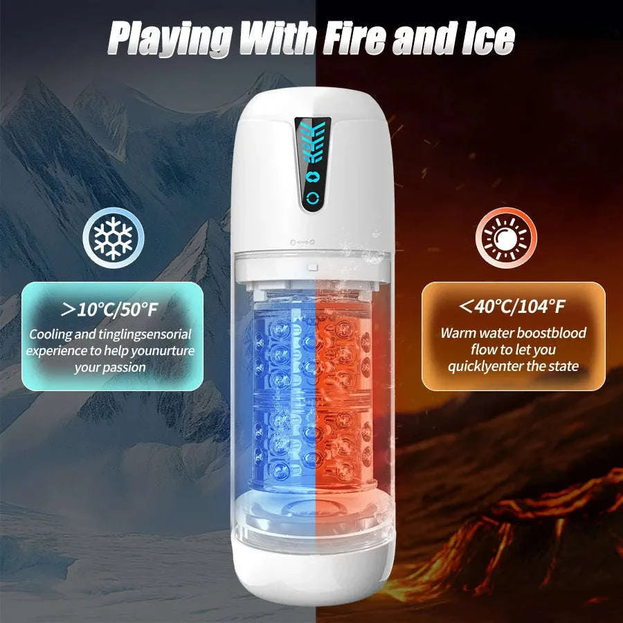 Automatic Thrusting Male Masturbator with Rotating and Licking Functions-Grey With Box