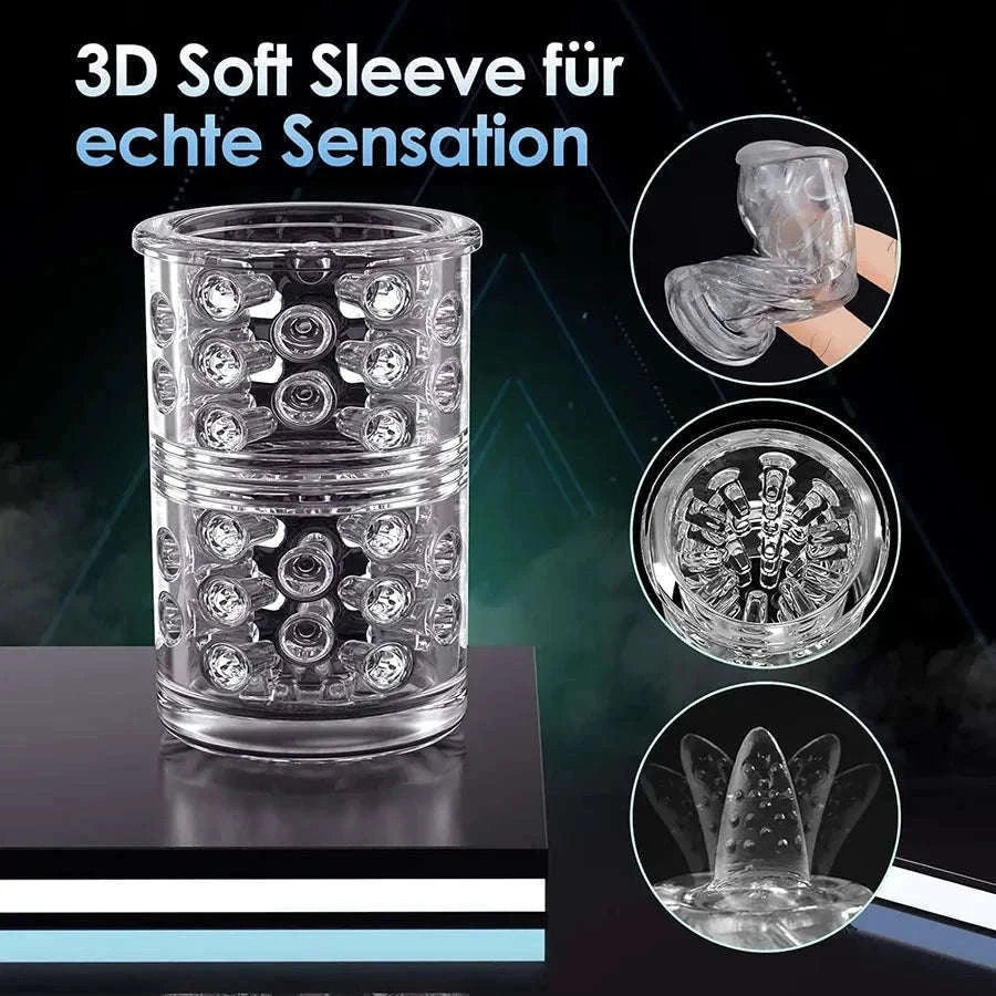 Automatic Thrusting Male Masturbator with Rotating & Licking-Grey With Box