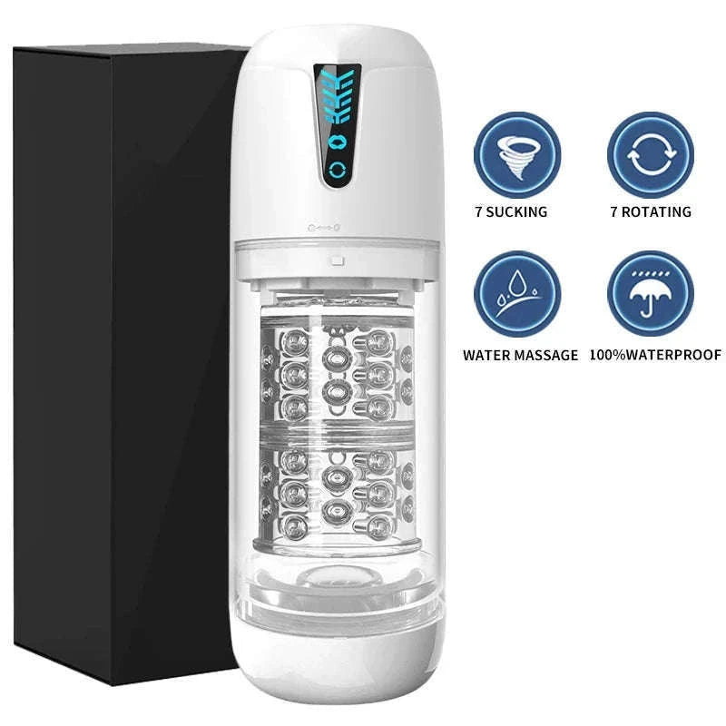 Automatic Thrusting Male Masturbator with Rotating & Licking-Grey With Box