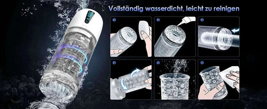 Automatic Thrusting Male Masturbator with Rotating & Licking-Grey With Box