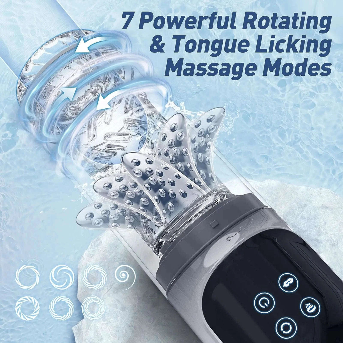 Automatic Thrusting Male Masturbator with Rotating & Licking-Grey With Box