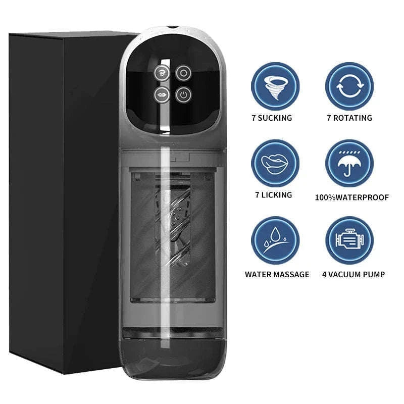 Automatic Thrusting Male Masturbator with Rotating & Licking-Grey With Box