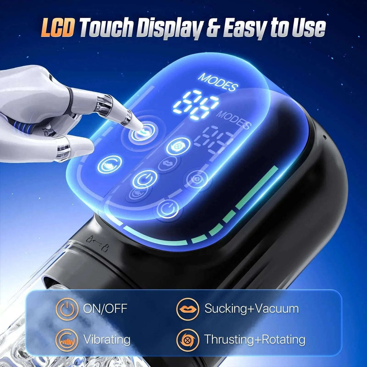 Automatic Thrusting Male Masturbator with Rotating & Licking-Grey With Box