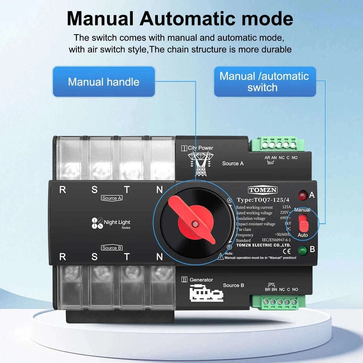 Automatic Transfer Switch for Dual Power Backup Control-125A / 4P