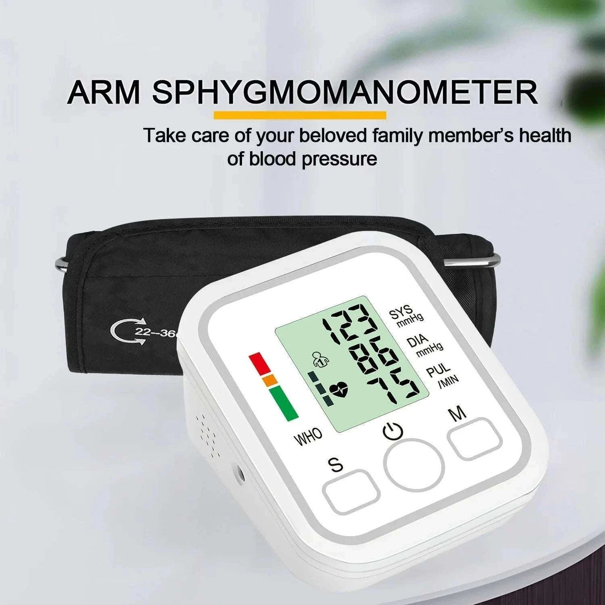 Automatic Upper Arm Blood Pressure Monitor Kit for Home Use-White