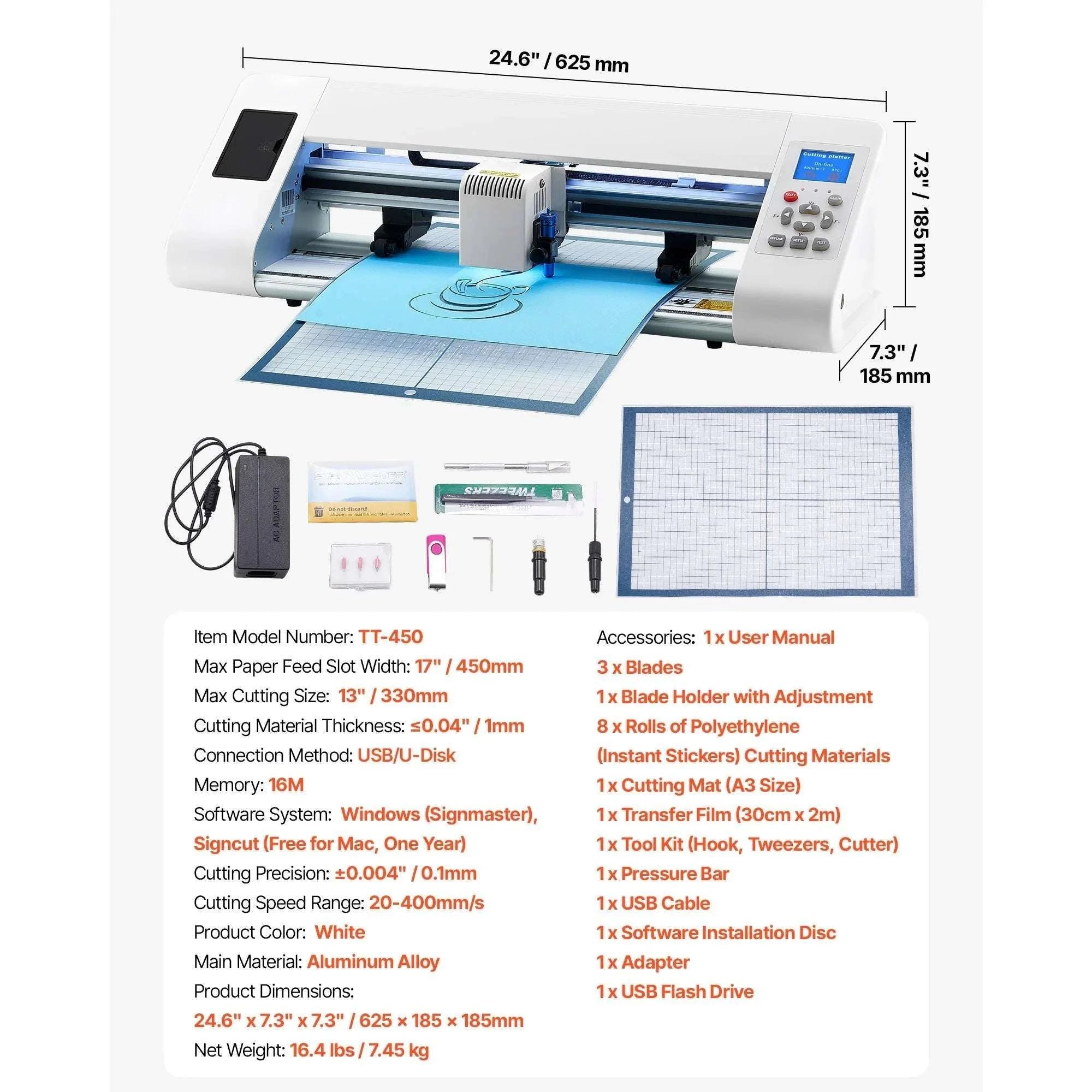 Automatic Vinyl Cutter Machine with Edge Detection & Design Software-23.6in 600mm / United States