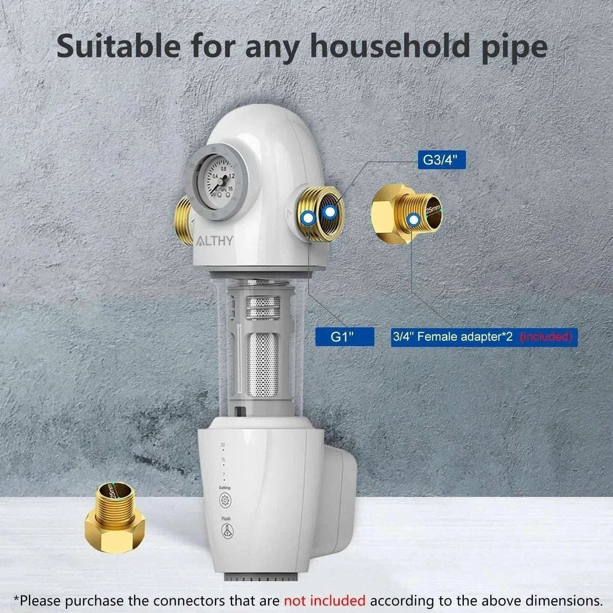 Automatic Whole House Water Prefilter with Backwash & 40μm Mesh-Host and Filter
