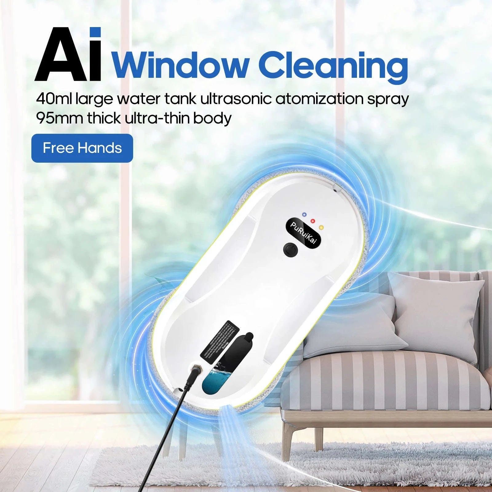 Automatic Window Cleaning Robot with Smart Water Spray-WHITE / AU / Australia|Yes