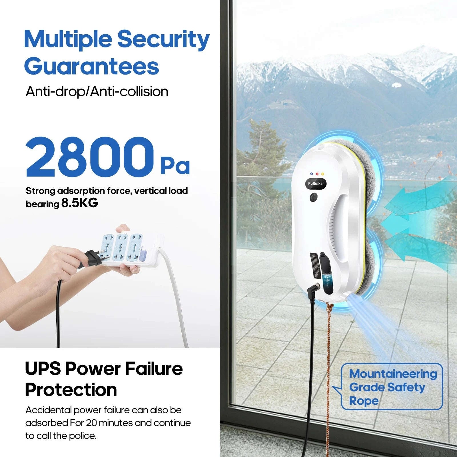 Automatic Window Cleaning Robot with Smart Water Spray-WHITE / AU / Australia|Yes