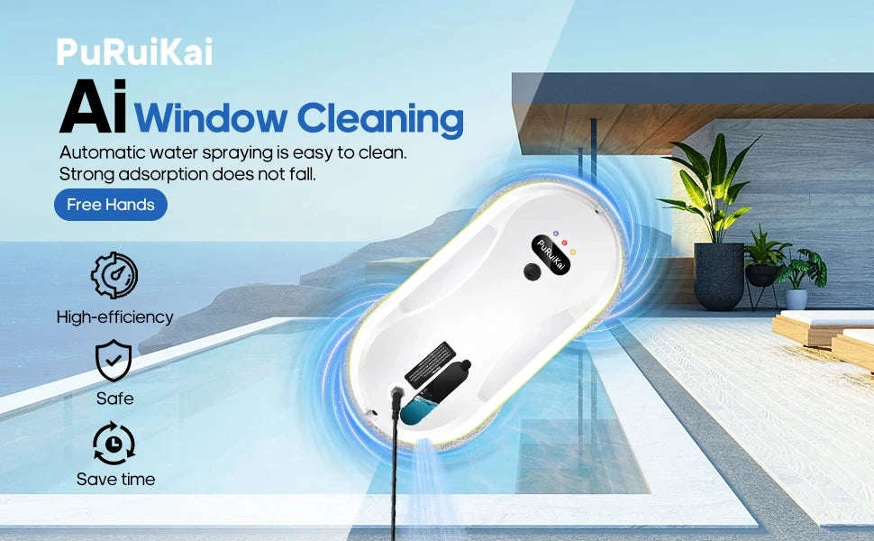 Automatic Window Cleaning Robot with Smart Water Spray-WHITE / AU / Australia|Yes