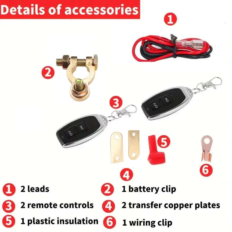 Automotive Relay Remote Car Battery Disconnect Anti‑Theft System-As picture