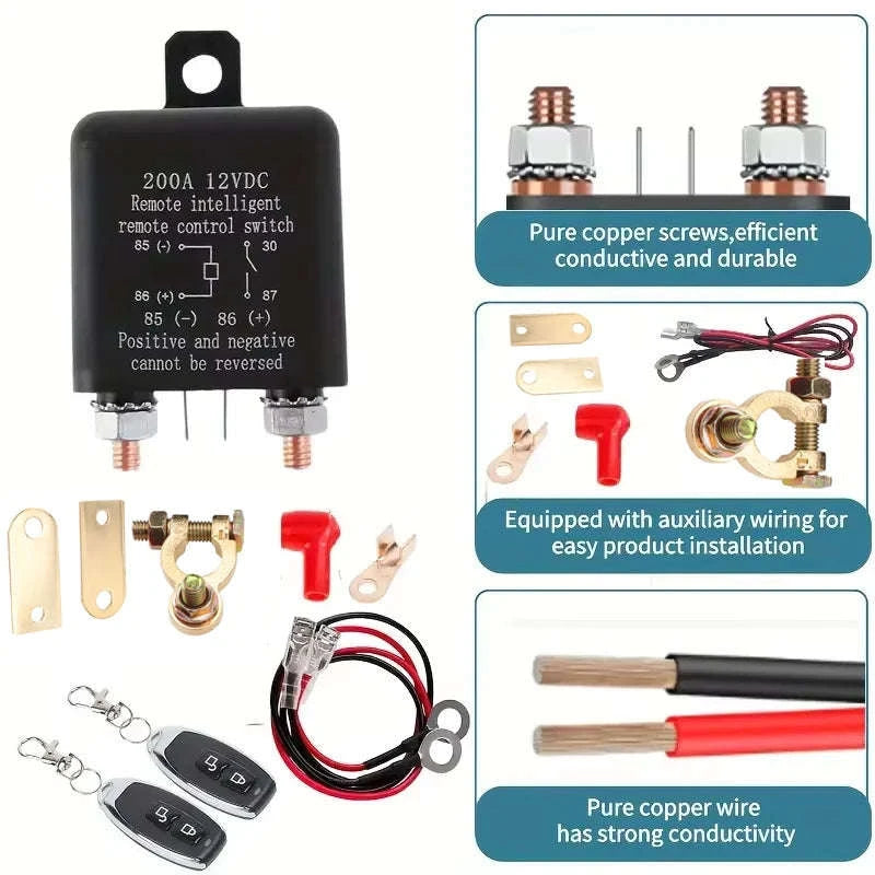 Automotive Relay Remote Car Battery Disconnect Anti‑Theft System-As picture