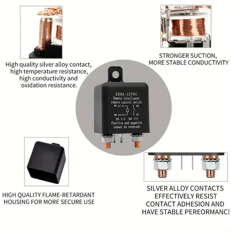 Automotive Relay Remote Car Battery Disconnect Anti‑Theft System-As picture
