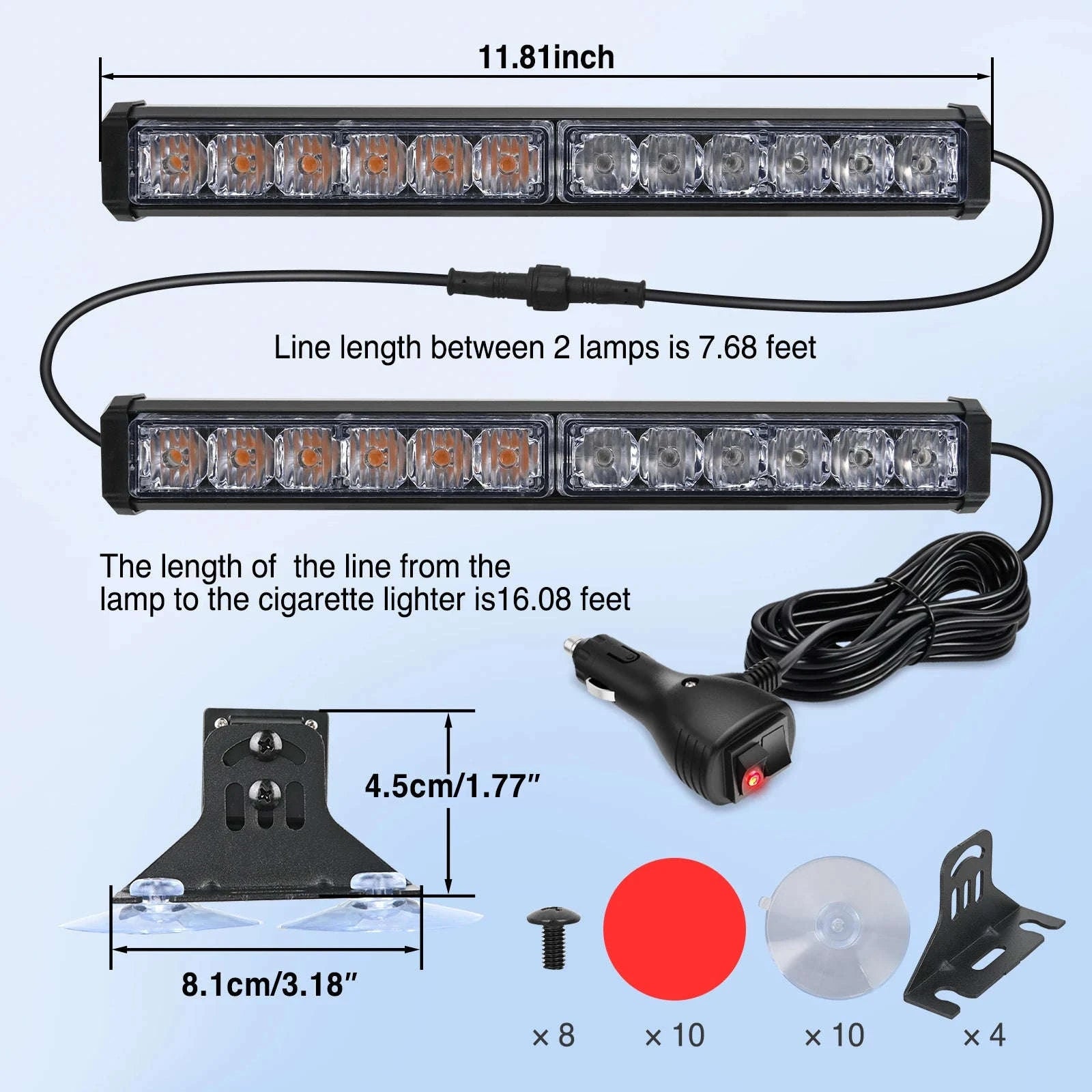 Automotive Strobe Traffic Advisor Light Bar 2-in-1 Dash Warning Light-United States / blue