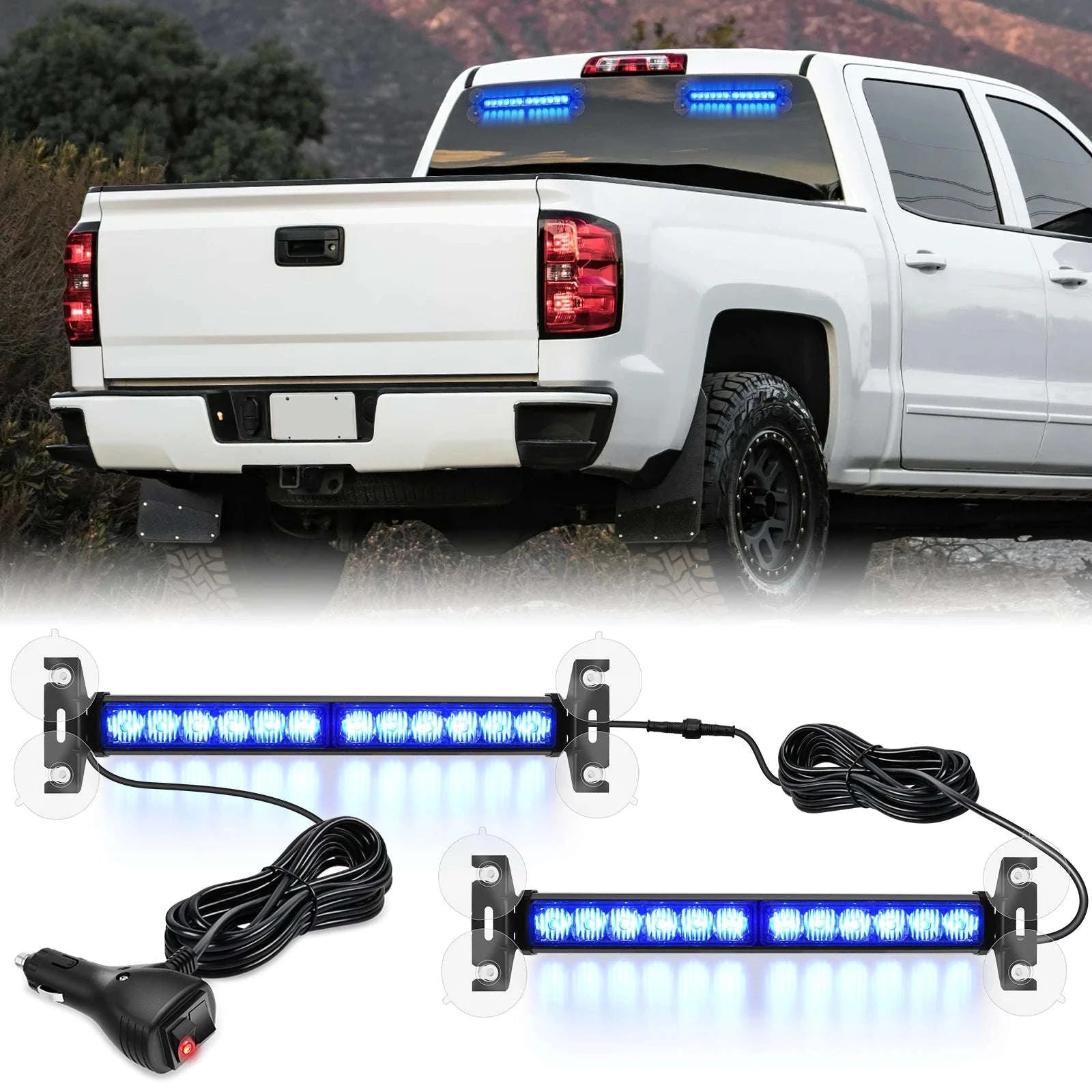 Automotive Strobe Traffic Advisor Light Bar 2-in-1 Dash Warning Light-United States / blue