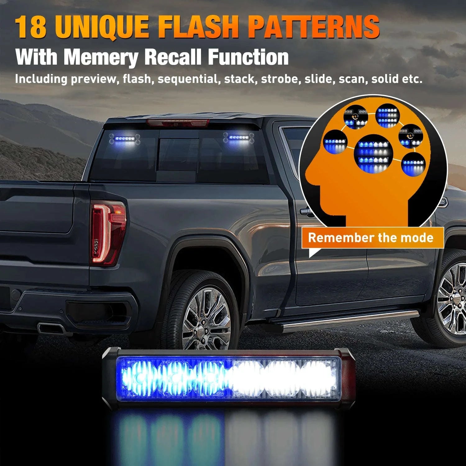 Automotive Strobe Traffic Advisor Light Bar 2-in-1 Dash Warning Light-United States / blue