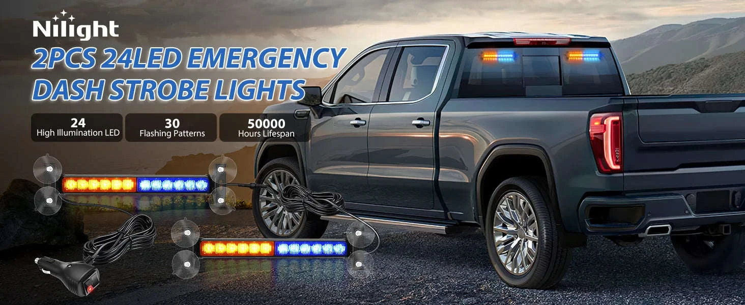 Automotive Strobe Traffic Advisor Light Bar 2-in-1 Dash Warning Light-United States / blue