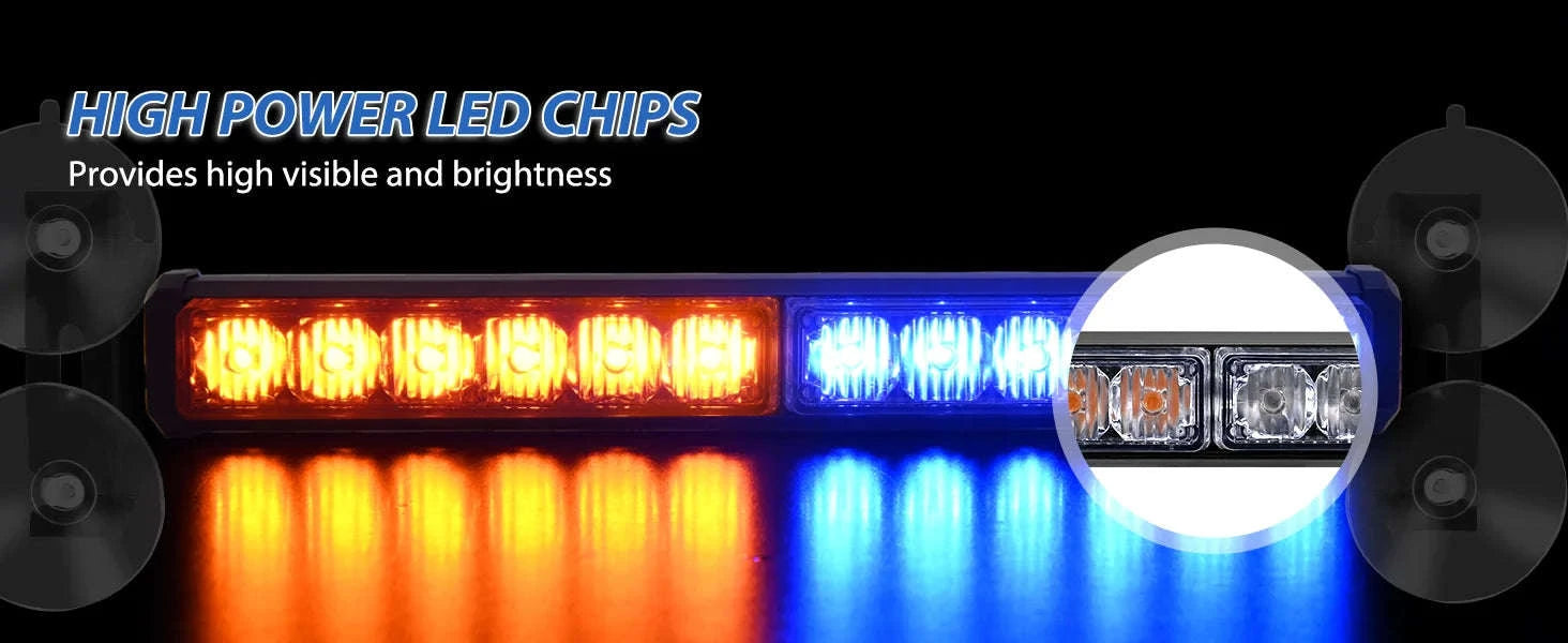 Automotive Strobe Traffic Advisor Light Bar 2-in-1 Dash Warning Light-United States / blue