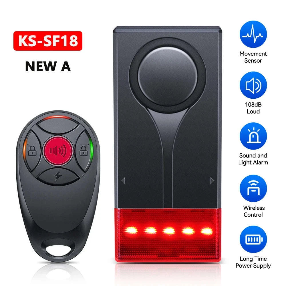 Awapow Wireless Vibration Bike Alarm with Remote Control-2PCS NEW B / United States