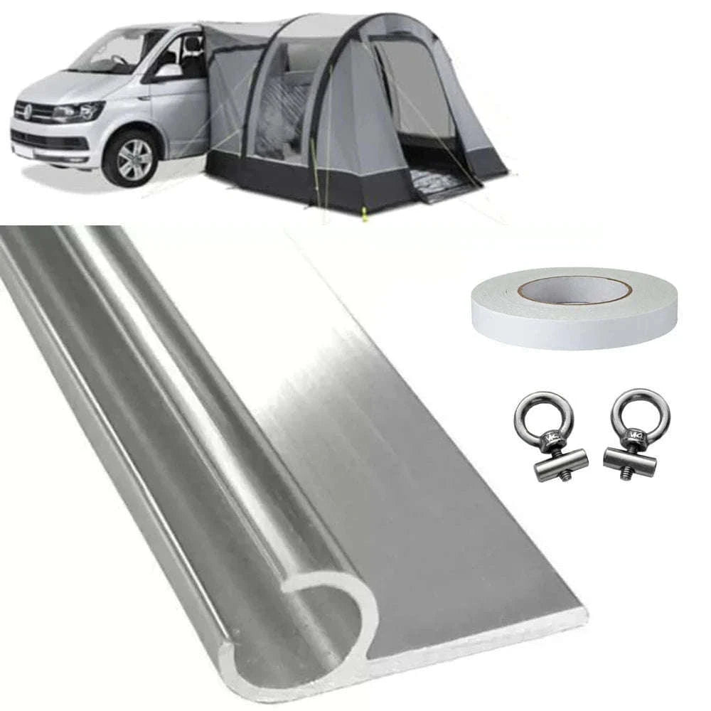 Awning Rail C Channel 8 x 0.5m Strip with Double-Sided Tape and Stoppers-1Set