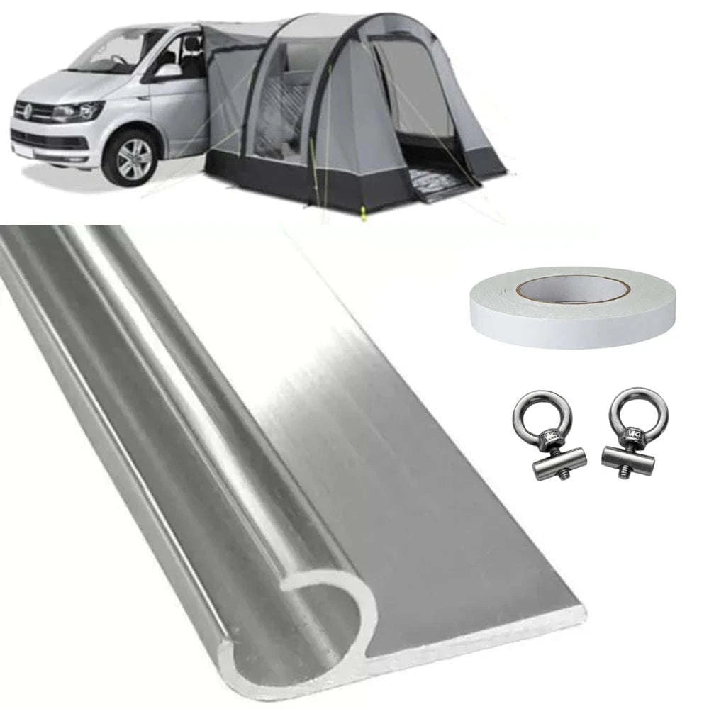Awning Rail C Channel 8 x 0.5m Strip with Double-Sided Tape and Stoppers-1Set